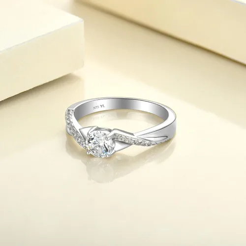 Vista 5 de YL 925, Anillo de compromiso de plata, piedra de nacimiento de corte redondo de 5MM, anillo infinito para mujer