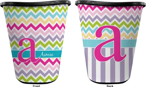 Vista 2 de RNK Shops Cesta de basura de Chevron colorida personalizada - Doble cara (negro)