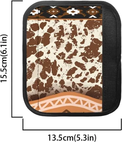 Vista 6 de Juego de 4 fundas para manijas de microondas con diseño de rayas de vaca tribal, azteca, decoración de cocina, antideslizantes, a prueba
