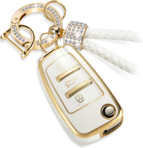 Vista 12 de para llavero de Cadillac con funda de TPU con superficie granulada y cuerda trenzada metálica, funda de llavero mejorada para 2020 en adelante CT4