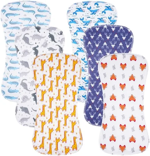 Vista 7 de Paquete de 6 paños de algodón para eructos extra absorbentes y suaves para bebés niños y niñas