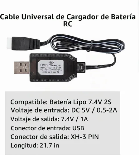 Vista 2 de Aliwisdom Cable cargador de batería universal RC con conector XH3 Pin Plug para batería Lipo de 7.4V 2S, compatible con coche RC/barco RC/avión