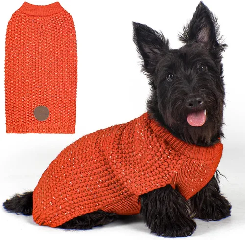 Vista 36 de KYEESE Suéter para Perro con Agujero para Correa para Perros Pequeños Machos Suéter Cálido con Hilo Reflectante Tejido Suave Ropa para Perros Machos