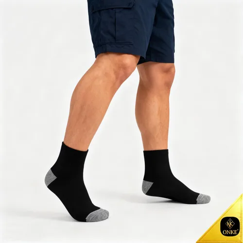 Vista 3 de ONKE Calcetines de corte bajo para hombre, ejercicio atlético, correr Negro1