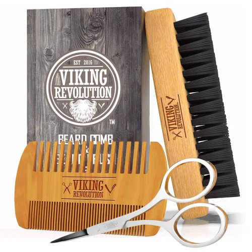 Vista 8 de BEST DEAL peine de madera para barba y estuche, acción dual, dientes finos y gruesos, perfecto para utilizar con bálsamos y aceites, peine