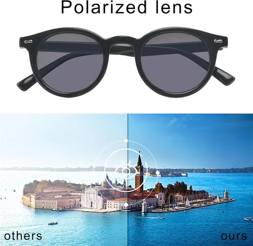Vista 5 de Kelens Gafas de sol polarizadas vintage con borde redondo, protección UV400