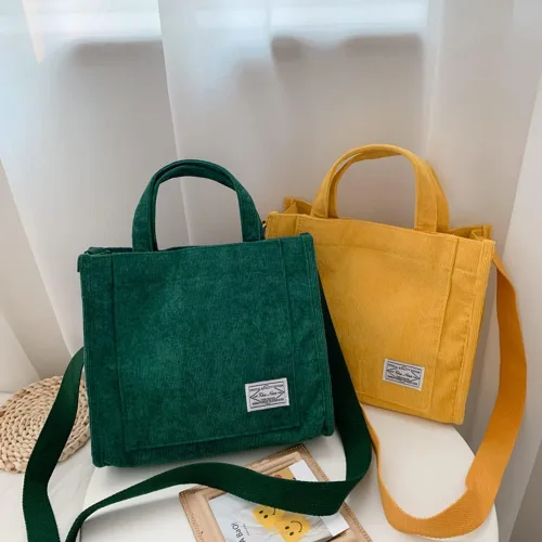 Vista 8 de Maki Izumi Bolsa de mano, bolsa de pana, bolso pequeño para mujer, bolso negro para mujer, bolsa de lona, bolsas de lona con asas.