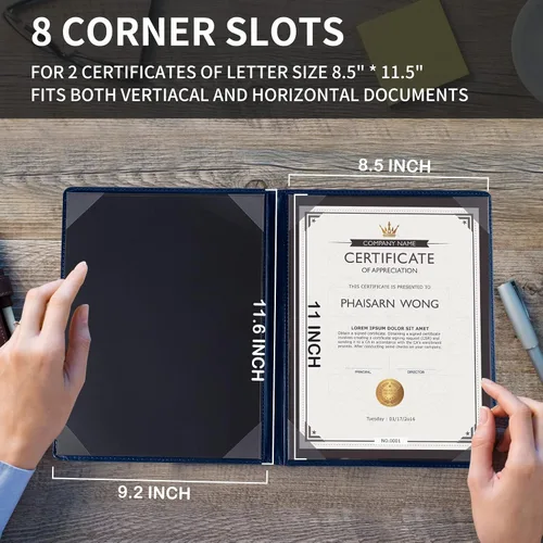 Vista 3 de Titular para diploma de graduación de 8.5 x 11 pulgadas de cuero sintético acolchado para certificado