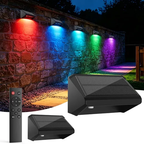 Vista 16 de Luces solares para valla al aire libre, paquete de 12 luces RGB Blanco
