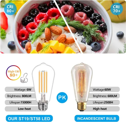 Vista 3 de Bombillas LED Edison regulables de 40 W, bombillas vintage con base E26, bombillas Edison de filamento cálido de 2700 K para candelabros, colgantes