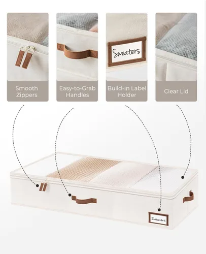 Vista 3 de StorageWorks Contenedores de almacenamiento debajo de la cama con contenedores de tela ultra gruesa debajo de la cama, organizador de armario