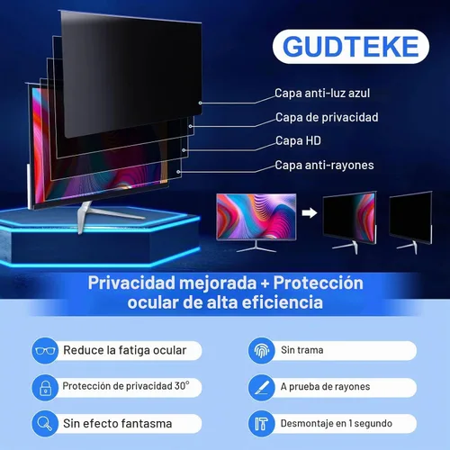 Vista 2 de Paquete de 2 filtros de pantalla de privacidad para computadora de 27 pulgadas, protector de pantalla de privacidad para colgar compatible
