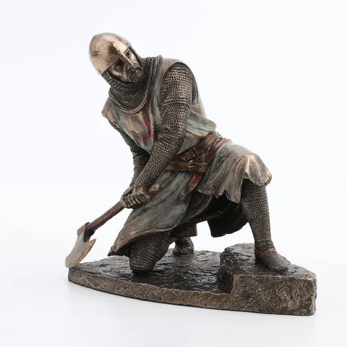 Vista 7 de Veronese Design Battling Templar Knights - Estatua de resina fundida en frío con acabado en bronce