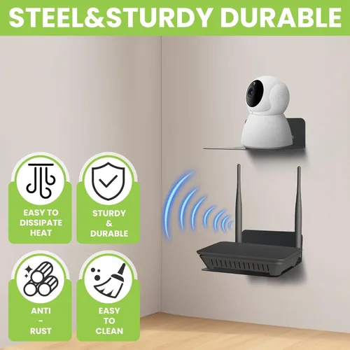 Vista 5 de Estantes flotantes de acero para pared, estante de pared pequeño, adecuado para dormitorio, sala de estar, baño, cocina, oficina