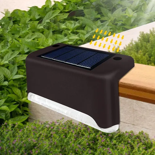 Vista 7 de plplaaoo Luz solar para cubierta, luz solar para escalones, luz solar para valla, lámpara de escalera al aire libre, 4 piezas de luz solar
