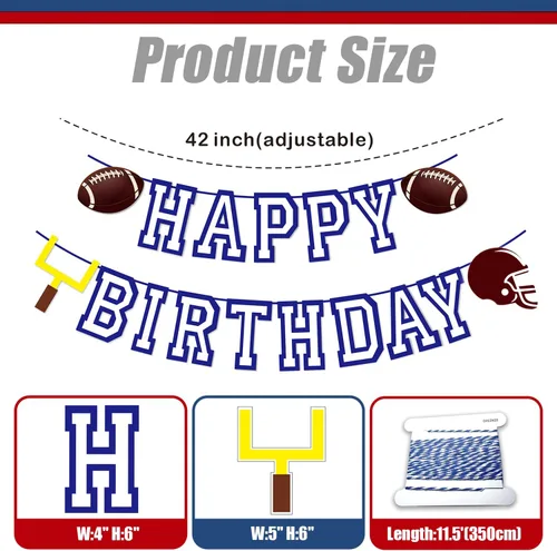 Vista 3 de Cartel de feliz cumpleaños de fútbol, decoraciones de fiesta de fútbol, letrero de feliz cumpleaños para decoración temática deportiva