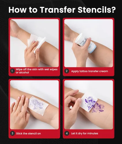 Vista 5 de Phomemo Impresora de plantilla de tatuaje, impresora térmica inalámbrica M08F con 10 piezas de papel de transferencia, compatible