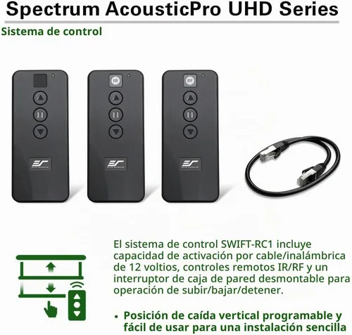 Vista 2 de Elite Screens Spectrum AcousticPro UHD, pantalla de proyector eléctrica motorizada de 100 pulgadas sin moiré, tejido perforado transparente al Negro