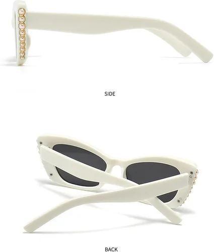 Vista 4 de Gafas de sol de perlas de moda para mujer, gafas de sol vintage lindas para hombre, gafas