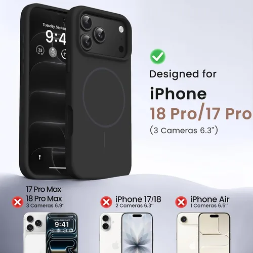 Vista 8 de GONEZ - Funda para iPhone 18 Pro / iPhone 17 Pro, color negro y anillo 2-negro