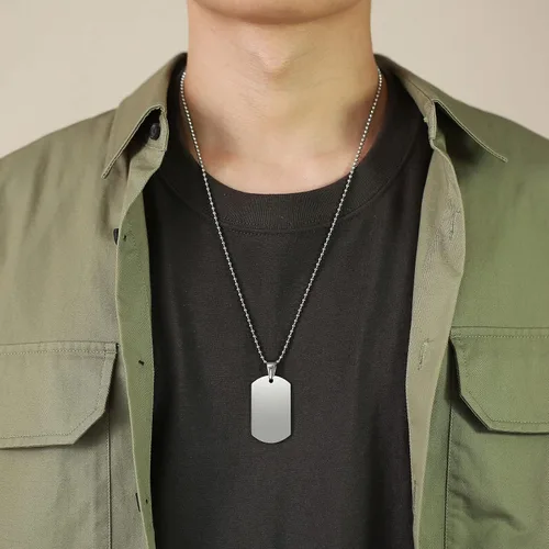 Vista 4 de Collar de Cadena de Etiqueta de Perro VNOX - Cadena de Etiqueta de Perro Militar de Acero Inoxidable para Hombres y Mujeres, Collar de Bola