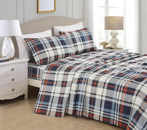 Vista 22 de Chezmoi Collection Juego de sábanas geométricas Lodge de 3 piezas tamaño Twin - Multicolor azul con estampado de diamante, microfibra cepillada