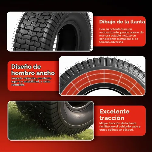 Vista 5 de Neumáticos para cortacésped 16x6.50-8, paquete de 2, 4 capas, sin