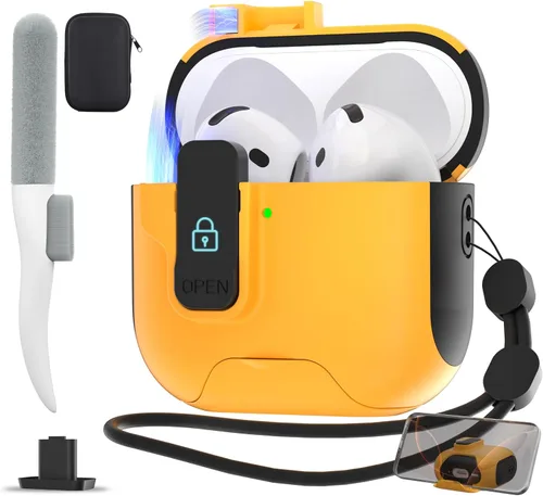 Vista 36 de Maxjoy Funda protectora para AirPods Pro 3 con kit de limpieza, funda rígida militar con bloqueo que absorbe los golpes, azul oscuro