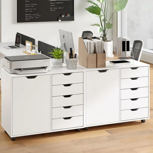 Vista 8 de Archivador lateral, soporte de madera para impresora con Blanco