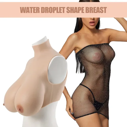 Vista 3 de Noblelady Pechos falsos enormes con forma de pecho de silicona con relleno de silicona realista para crossdresser transgénero cosplay, #1, taza K