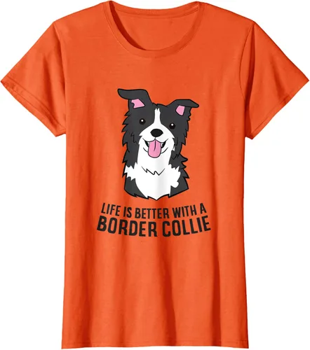 Vista 48 de Camiseta Border Collie Owner Life Is Better With a Border Collie Dog, Blanco, S