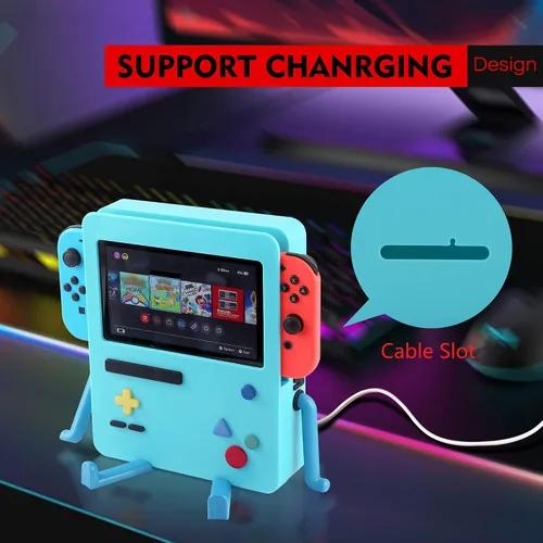 Vista 5 de GRAPMKTG Charging Stand with Smile Face for Nintendo Switch Accessories Portable Dock Compatible for Nintendo Switch OLED Cute Case Decor Gift Men