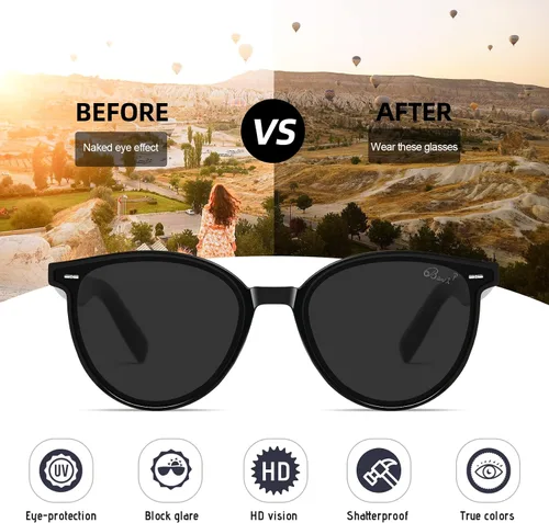 Vista 5 de Bevi Cateye - Gafas de sol polarizadas con patillas retro, protección UV 400, gafas de moda para mujer