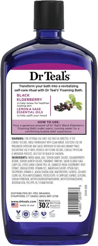 Vista 10 de Dr Teal's Baño espumoso con sal pura de Epsom, saúco negro con vitamina D, 34 onzas líquidas (paquete de 2)