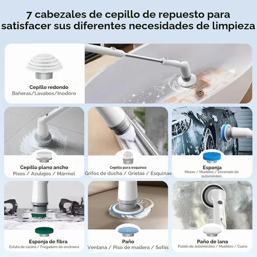 Vista 5 de [Usado] Sorpci Cepillo eléctrico giratorio 2025, nuevo cepillo de limpieza inalámbrico, cepillo de limpieza de ducha con 7 cabezales de cepillo