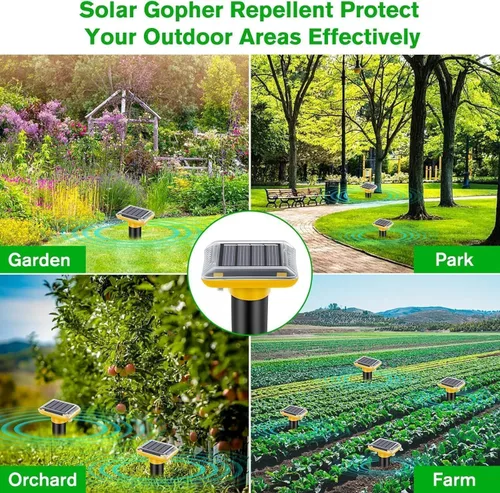 Vista 7 de Repelente ultrasónico de topos al aire libre, paquete de 6 repelentes solares para césped y jardín, trampas impermeables para matar topos, repele