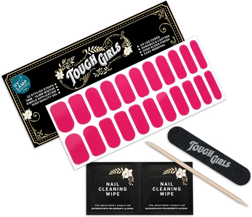 Vista 6 de TOUGH GIRLS 22 tiras de esmalte de uñas de gel semicuradas prémium con accesorios de aplicación (borgoña)