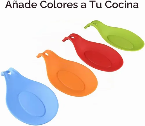 Vista 8 de iNeibo Apoyacucharas de silicona para la cocina, 4 unidades (colorido), S, Colorido