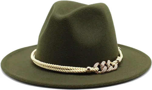 Vista 12 de Sombrero Fedora Panamá de fieltro de ala ancha para dama con Azul bebé