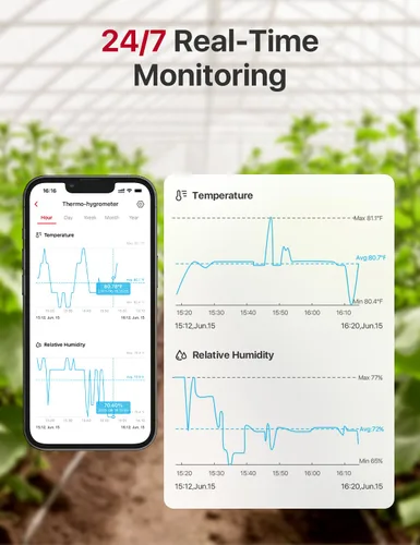 Vista 5 de X-Sense - Termómetro higrómetro Wi-Fi para interiores, requiere estación base Sensor de temperatura inteligente para casa, dormitorio, bodega