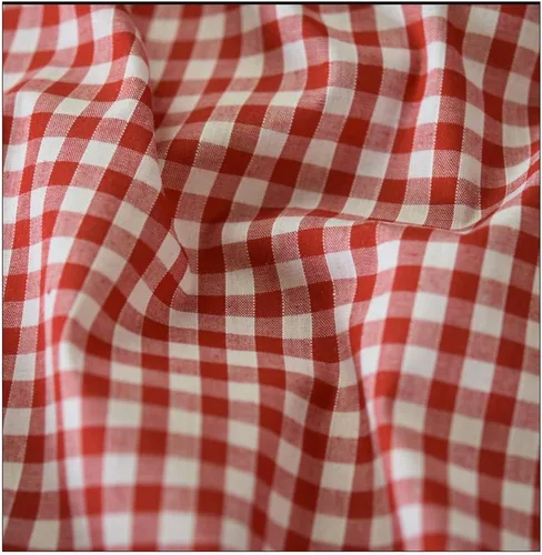 Vista 3 de Tela a cuadros de 5 yardas de 60 pulgadas de ancho, tela a cuadros de búfalo a cuadros, 100% poliéster, tela a cuadros blancos y rojos, perfecta