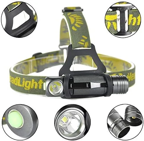 Vista 2 de Luz de pesca Led faro impermeable cabeza antorcha linterna 18650 batería camping caza faro