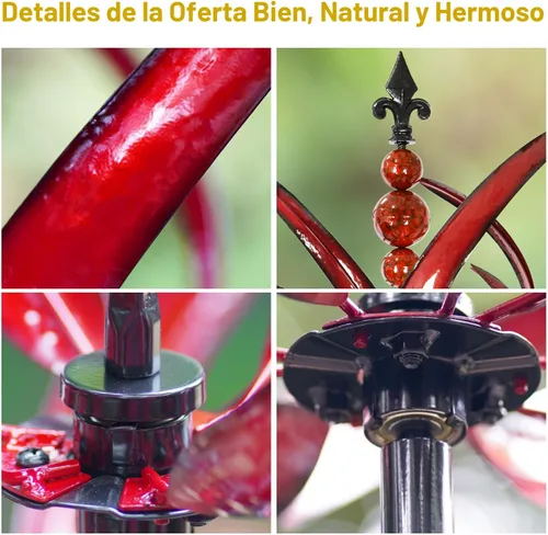 Vista 3 de LimeHill Molinillo de viento para jardín y patio, esculturas de viento cinéticas de metal grandes para decoración al aire libre