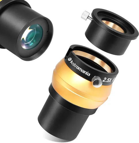 Vista 9 de Astromania Barlow Lens 2x, 2 pulgadas, 4 elementos totalmente multicapa de metal de alta potencia, accesorio de telescopio con anillo interno