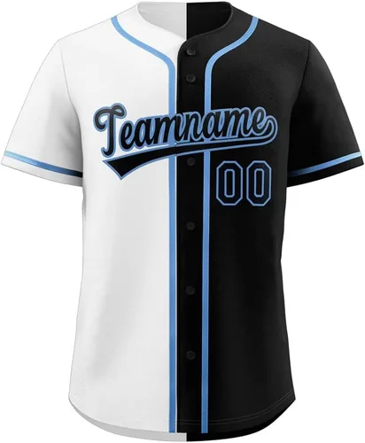 Vista 22 de Camiseta de béisbol dividida personalizada con botones y número de nombre cosido personalizado para hombres/mujeres/niños