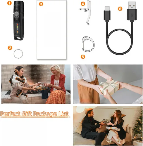 Vista 8 de Llavero EDC linterna, mini linterna de bolsillo, linterna recargable