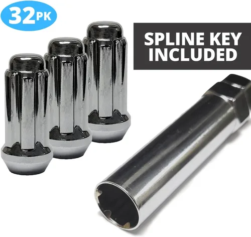 Vista 3 de 9/16" Bulge Bellota Tuercas Spline 1.9" 8 Lug Install Kit Chrome