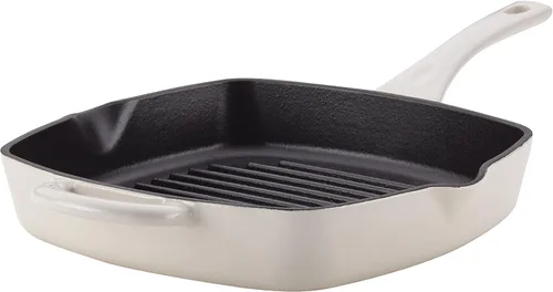 Vista 10 de Ayesha Curry Kitchenware - Sartén de hierro fundido esmaltado con mango auxiliar y boquillas de vertido, 12 pulgadas, color azul ancla