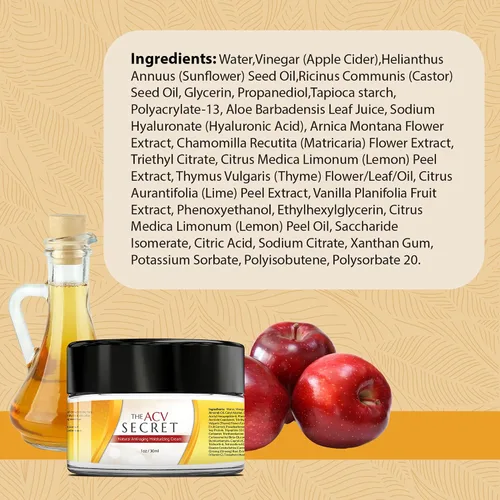 Vista 2 de UpWellness The ACV Secret Skin Moisturizer - Crema hidratante con vinagre de sidra de manzana, ácido hialurónico, aceite de ricino y más, protege