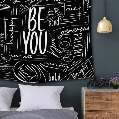 Vista 7 de ESLA - Tapiz negro para colgar en la pared, extra grande, para dormitorio, aula, dormitorio, decoración motivacional para niño y niña, 59 pulgadas